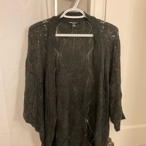 Open Front Dark Grey Knit Cardigan